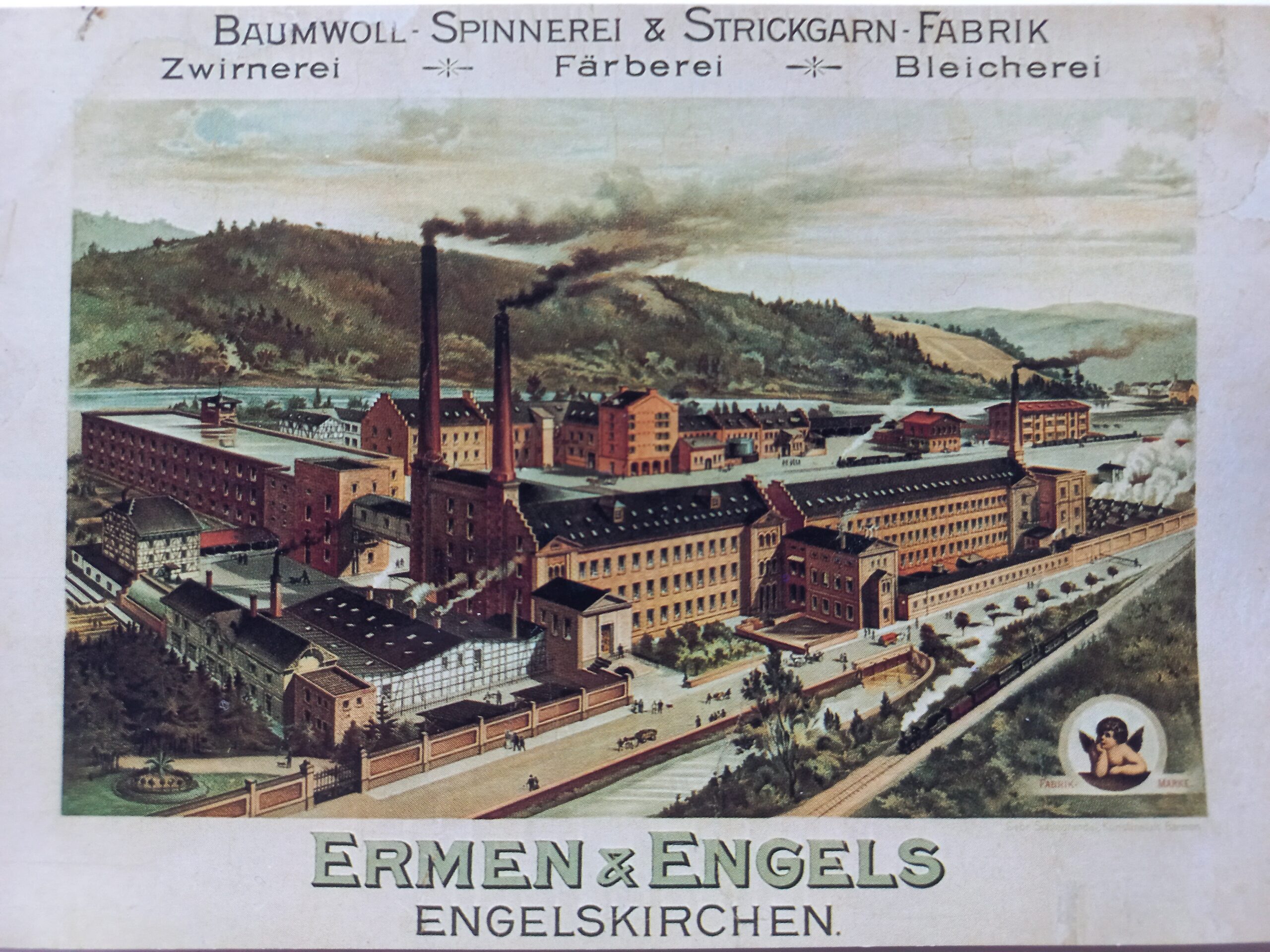 .: Postkarte von der Ostseite, Lithographie vermutl. zum 50-jährigen Bestehen der Fabrik im Jahre 1887 © LVR